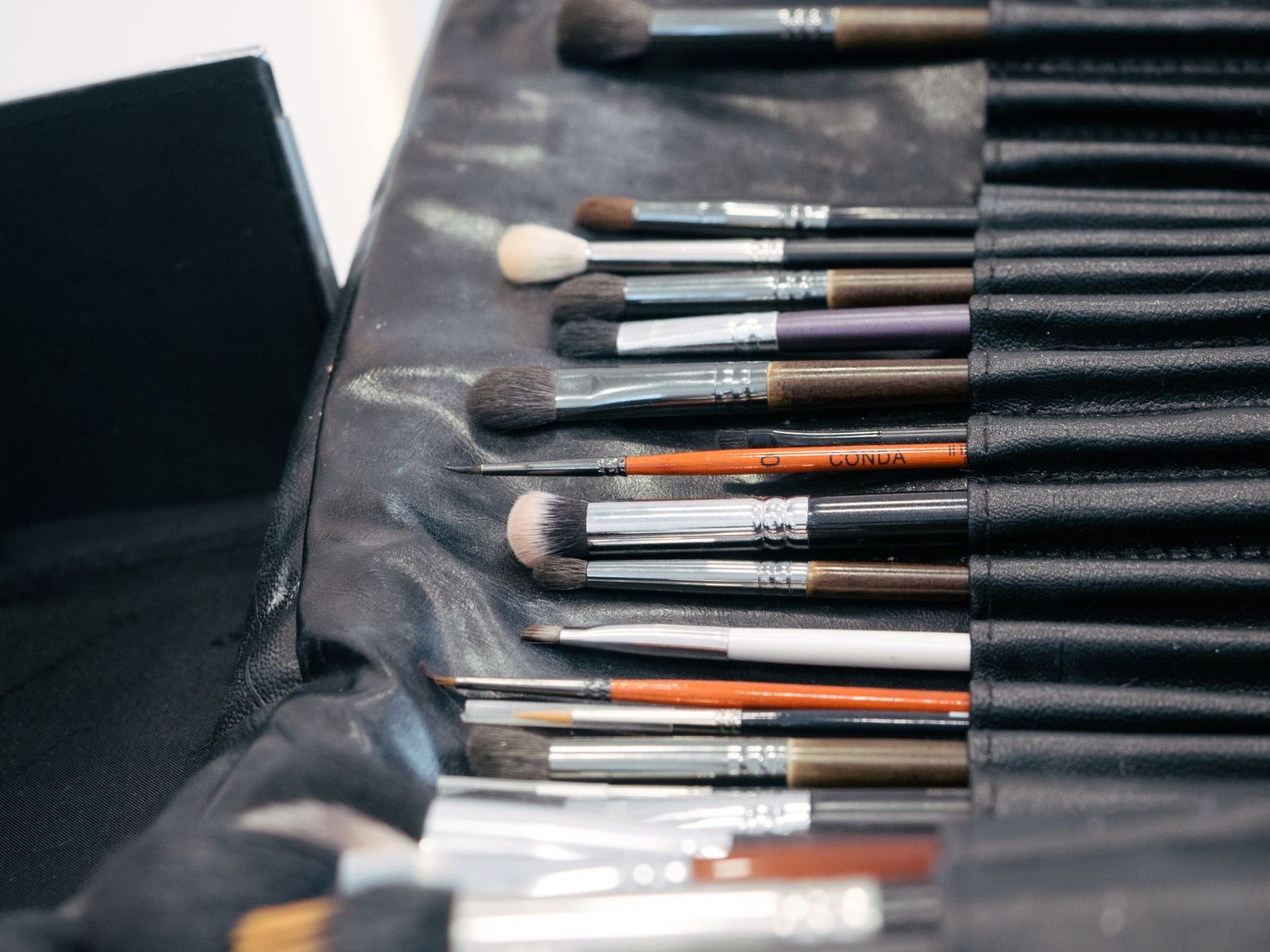 Professionelle Make-up-Pinsel im schwarzen Etui